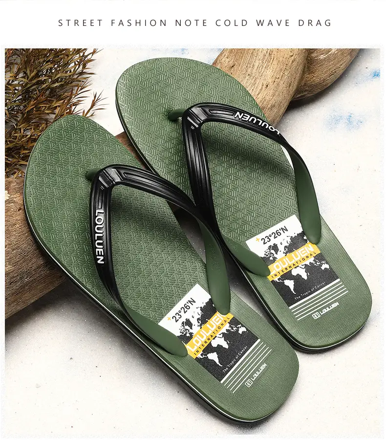 Lu Lu Casual Men's Black Blue Beach Flip Flops — feature 5