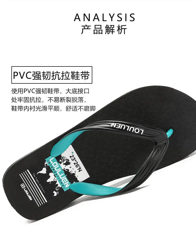 Lu Lu Casual Men's Black Blue Beach Flip Flops — feature 7