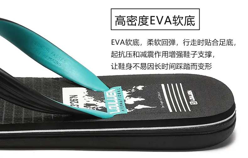 Lu Lu Casual Men's Black Blue Beach Flip Flops — feature 8