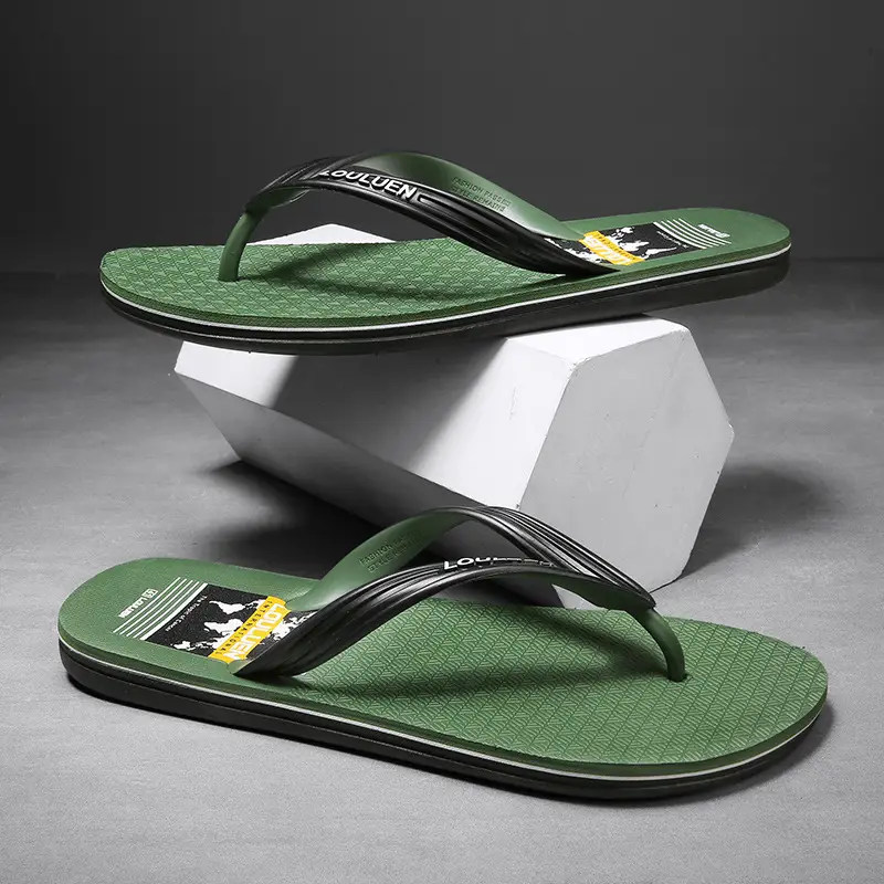 Lu Lu Casual Men's Black Blue Beach Flip Flops