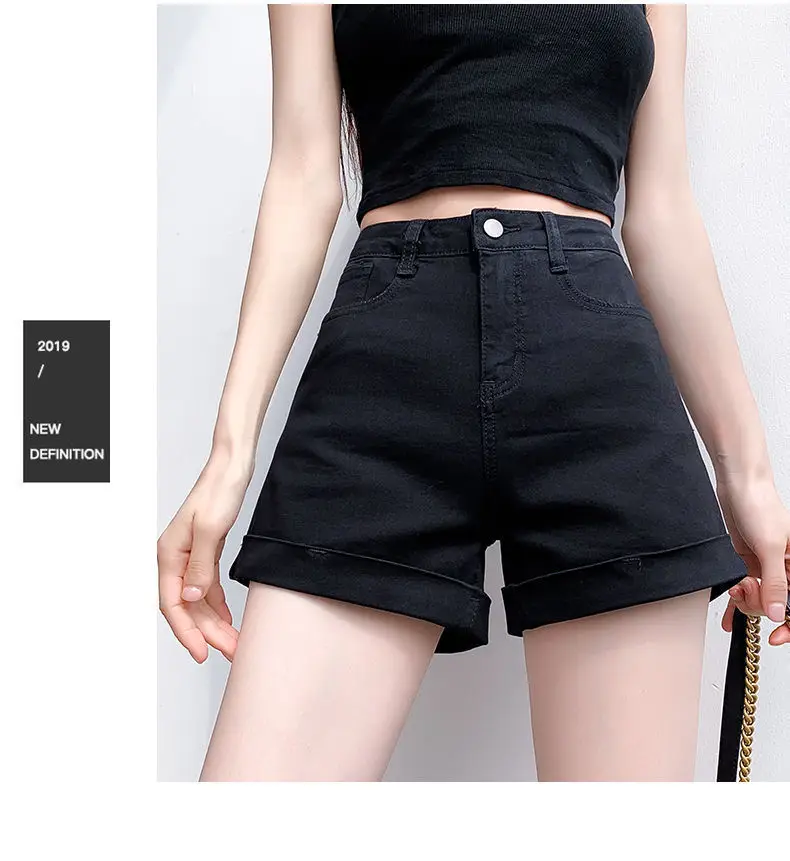 Women High Waist Denim Shorts 2022 Slim Fit — feature 11