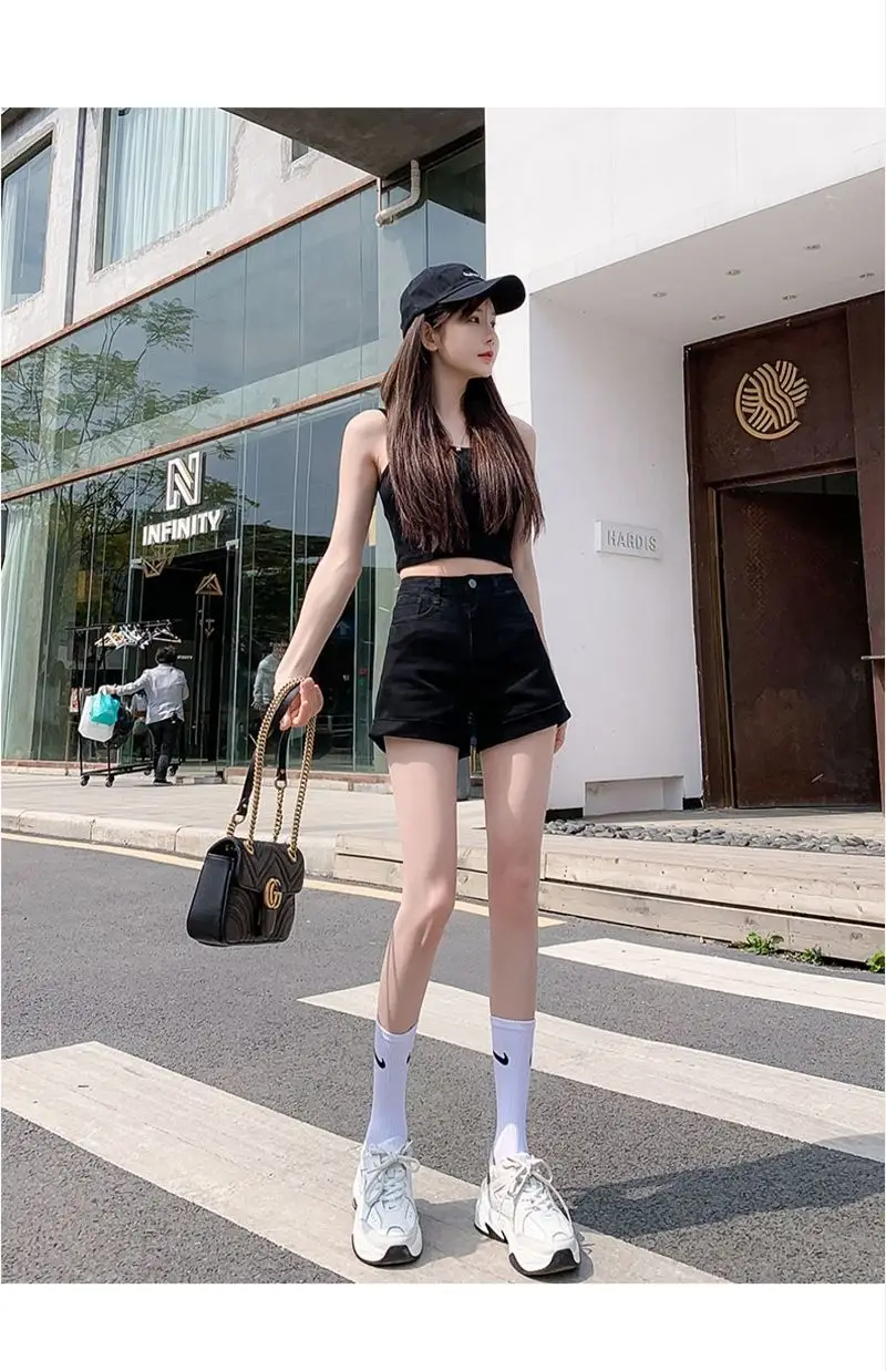 Women High Waist Denim Shorts 2022 Slim Fit — feature 12