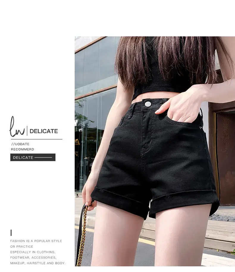 Women High Waist Denim Shorts 2022 Slim Fit — feature 13