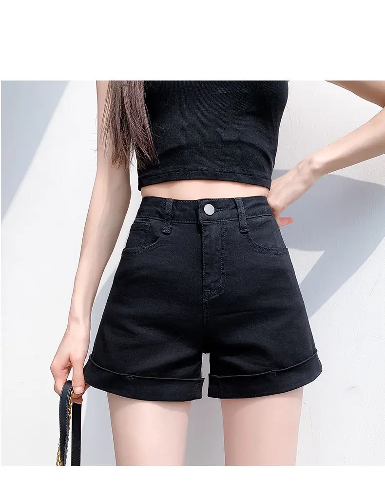 Women High Waist Denim Shorts 2022 Slim Fit — feature 14
