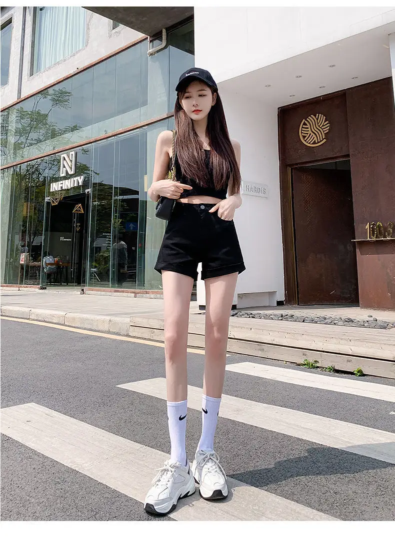 Women High Waist Denim Shorts 2022 Slim Fit — feature 6