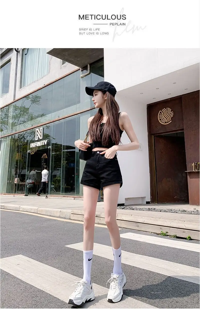 Women High Waist Denim Shorts 2022 Slim Fit — feature 7