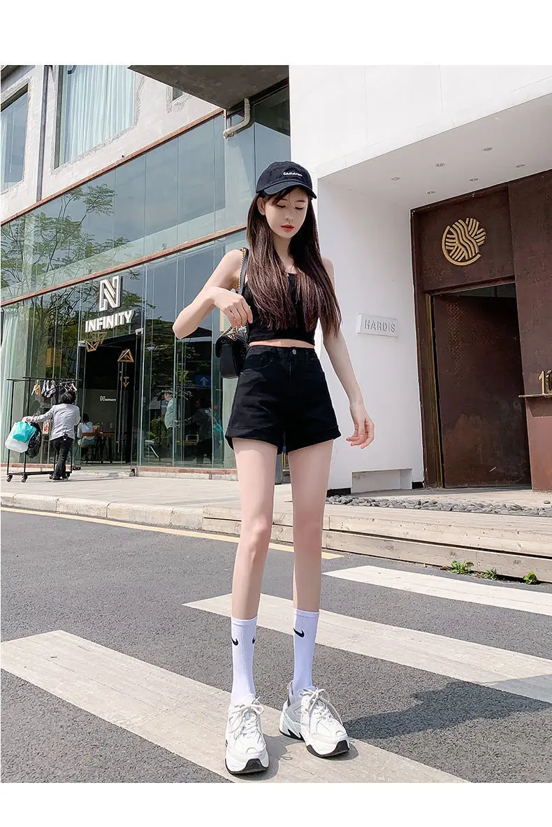 Women High Waist Denim Shorts 2022 Slim Fit — feature 9