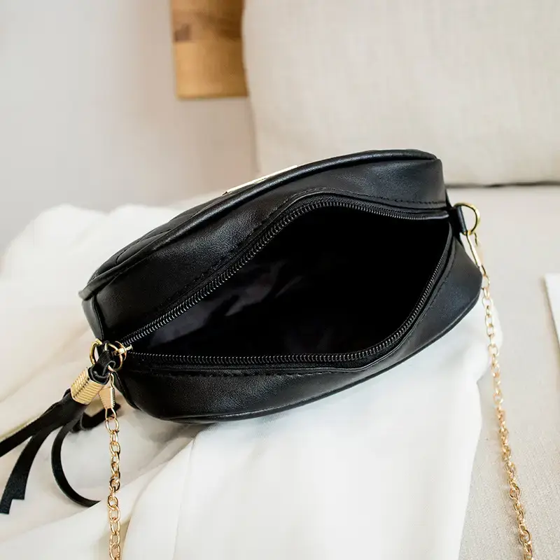Women's Red Quilted Camera Shoulder Bag with Tassel - Image 13