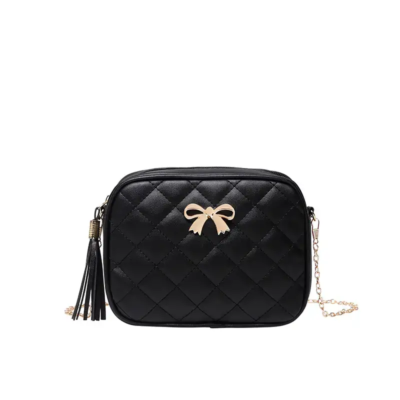 Women's Red Quilted Camera Shoulder Bag with Tassel - Image 15