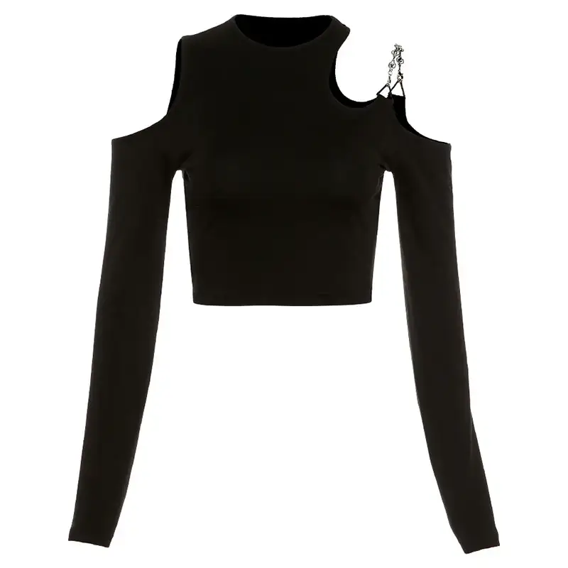 European Station 2021 Slim Fit Off Shoulder Long Sleeve T-Shirt for Women - Image 6