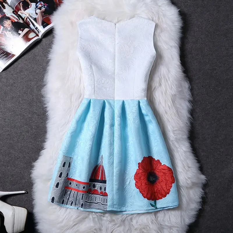 Women Printed Sleeveless Dress Black White Slim Fit — feature 5