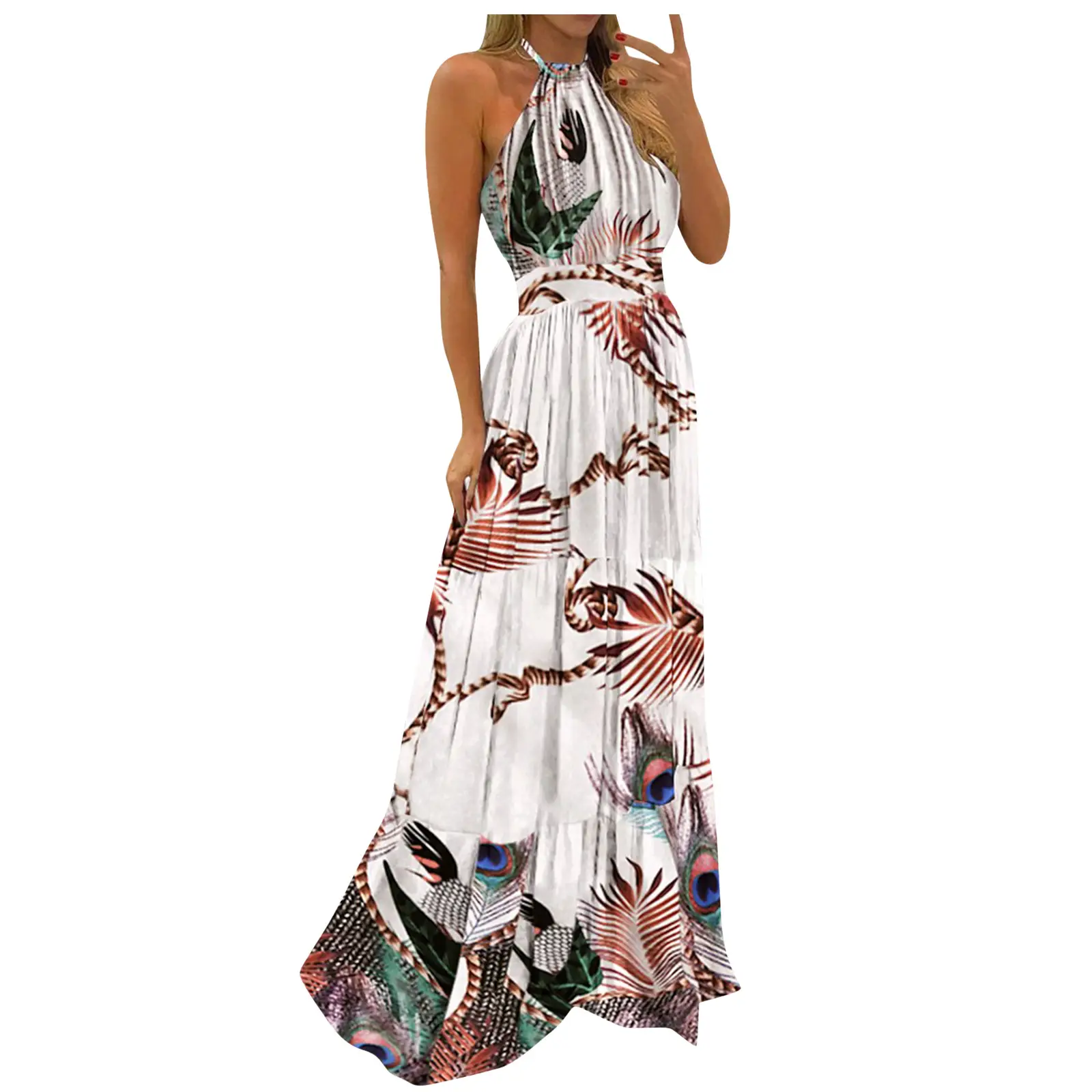 Bohemian Leopard Print Sleeveless Long Dress
