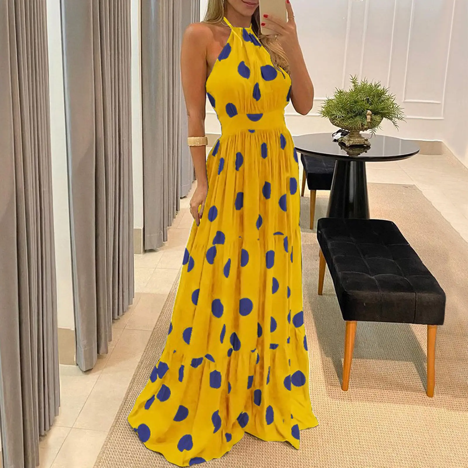 Bohemian Leopard Print Sleeveless Long Dress