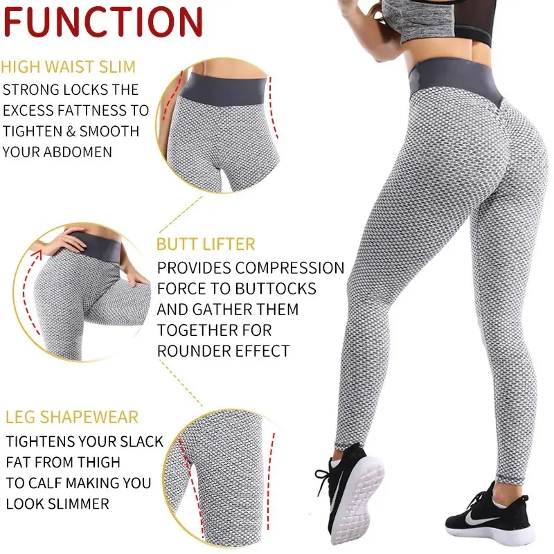 European Size Honeycomb Jacquard Yoga Pants for Women - Image 7