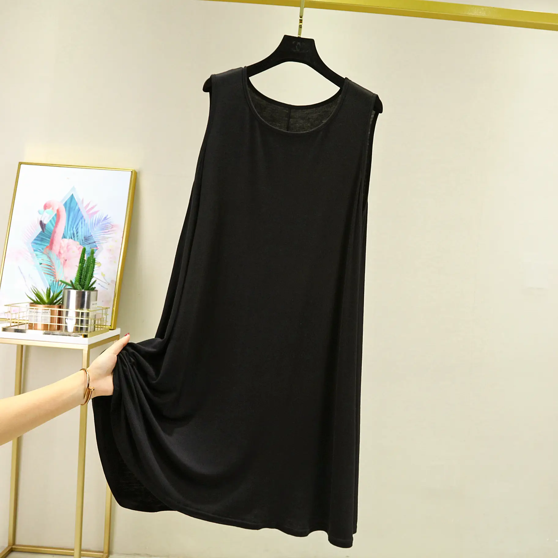 Modal Crewneck Slip Skirt Plus Size Spring Summer - Image 3
