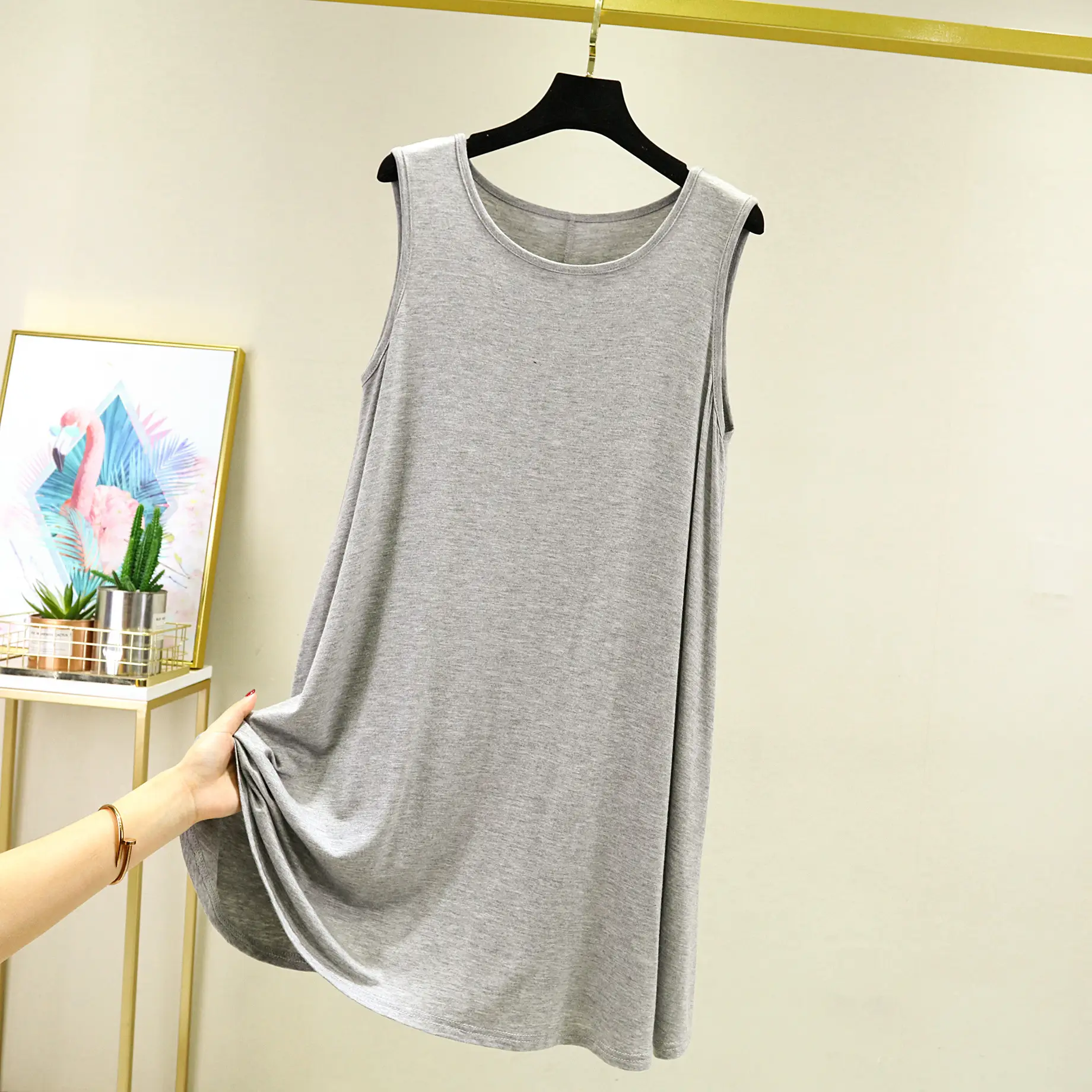 Modal Crewneck Slip Skirt Plus Size Spring Summer - Image 4