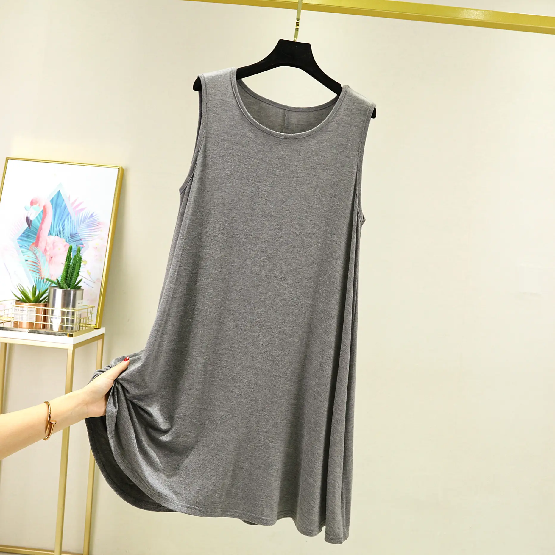 Modal Crewneck Slip Skirt Plus Size Spring Summer - Image 5