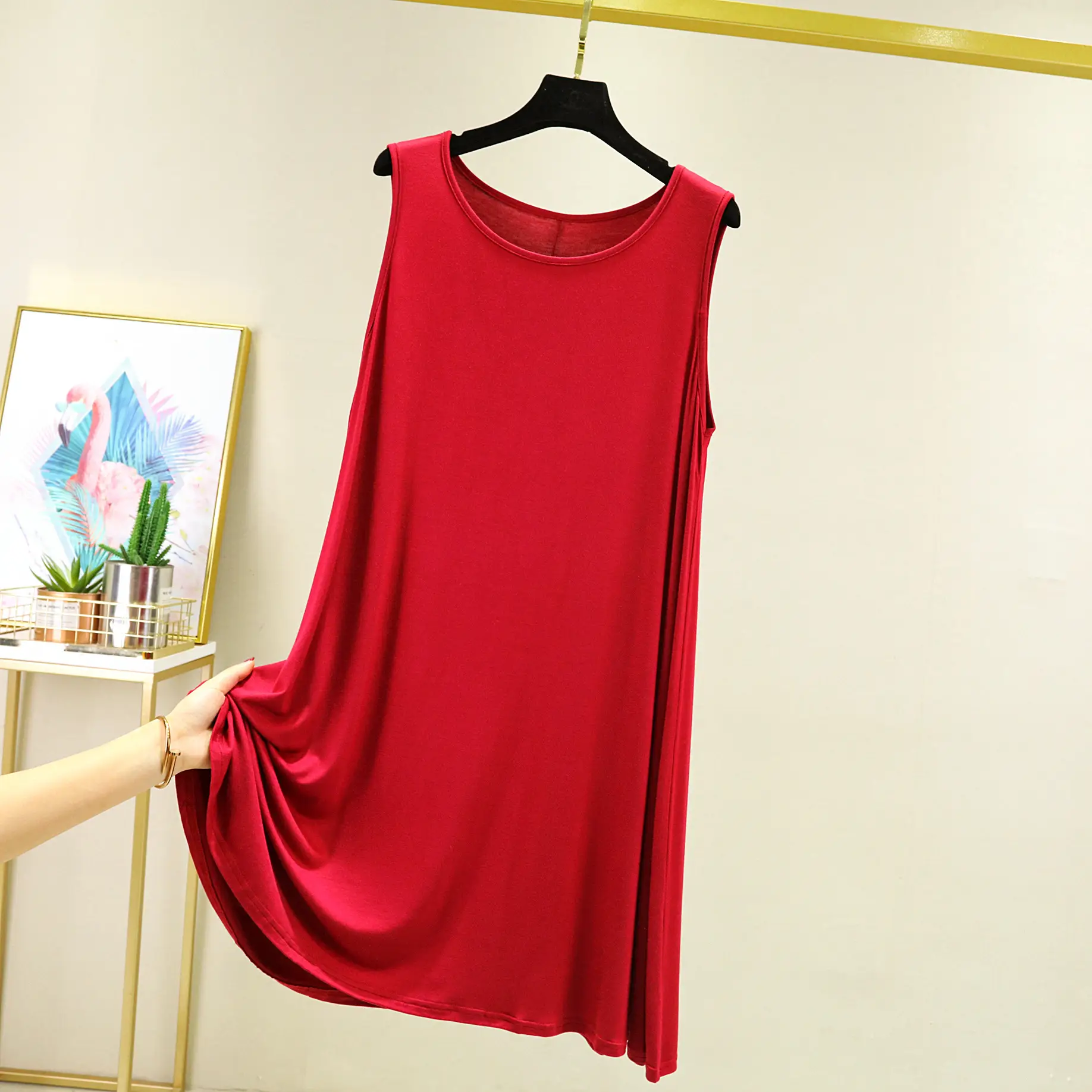 Modal Crewneck Slip Skirt Plus Size Spring Summer - Image 8