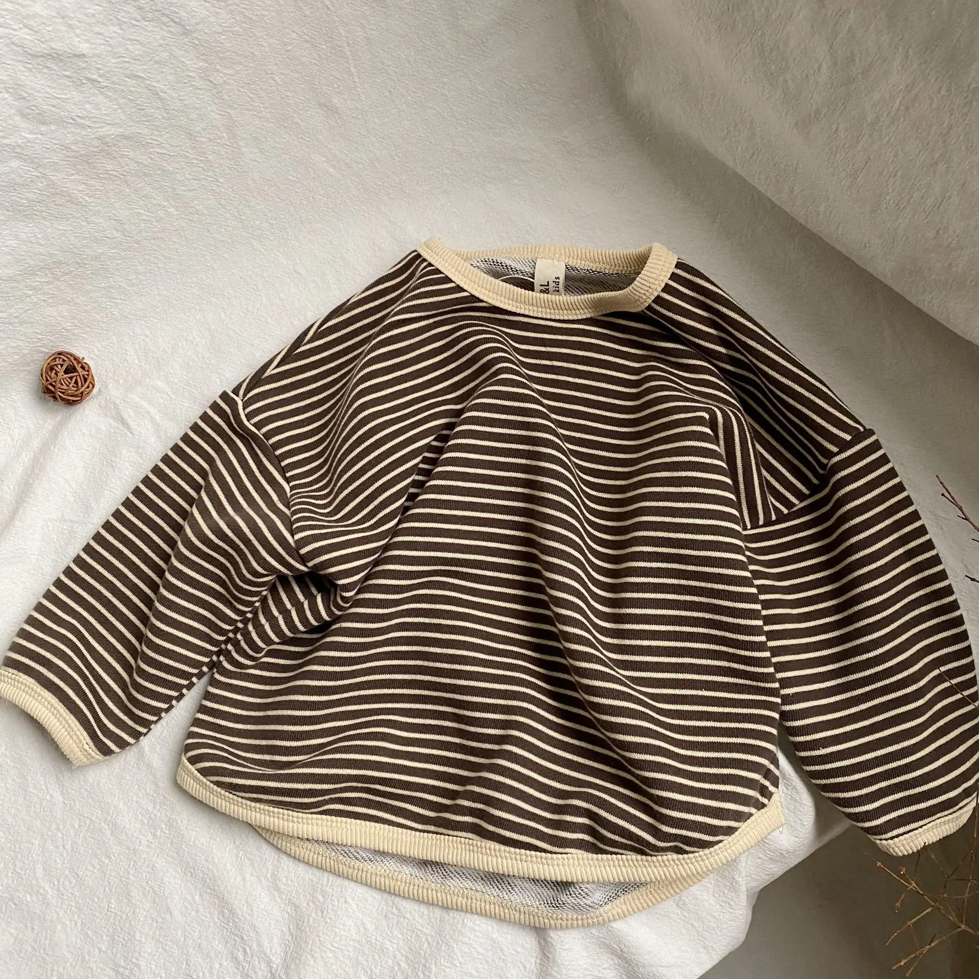 Kids Korean Style Striped Hemmed Sweatshirt - Image 2