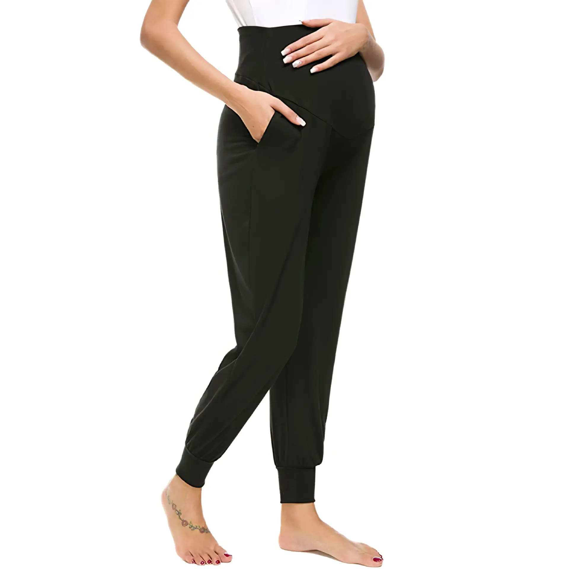 Green Maternity Yoga Pants for Pregnant Women - Image 2