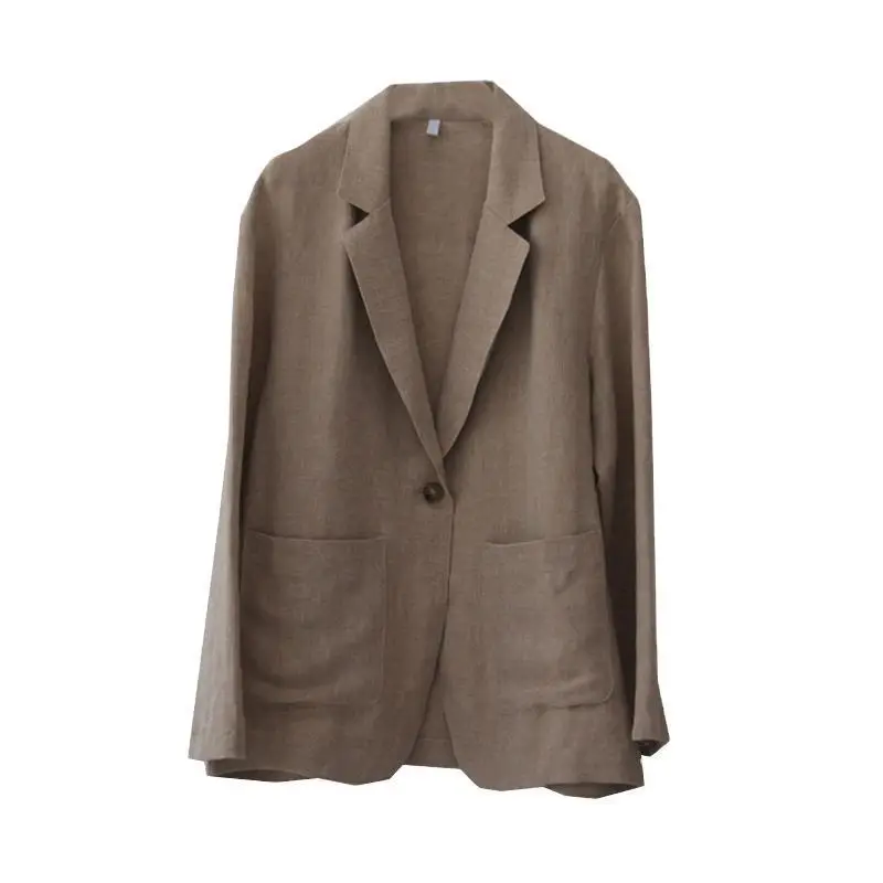 2024 Cotton Linen Blazer for Women Loose Fit British Style