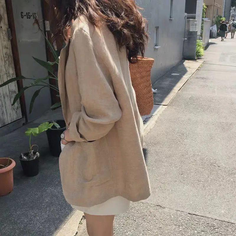 2024 Cotton Linen Blazer for Women Loose Fit British Style — feature 10