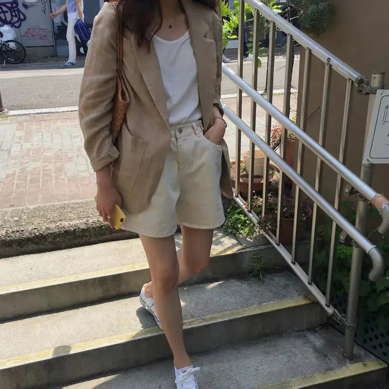2024 Cotton Linen Blazer for Women Loose Fit British Style — feature 12