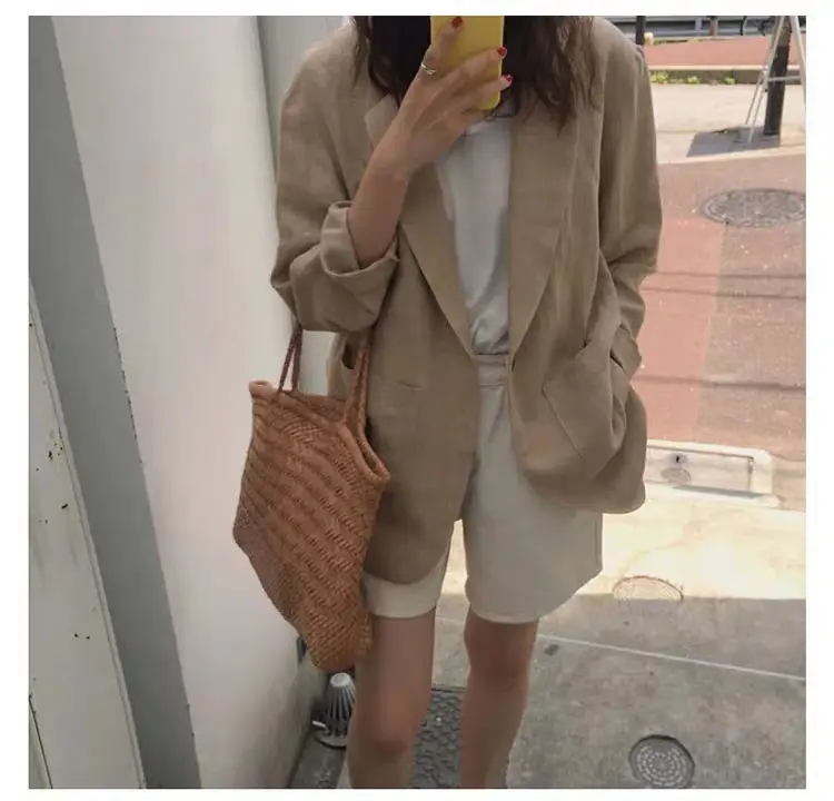 2024 Cotton Linen Blazer for Women Loose Fit British Style — feature 6