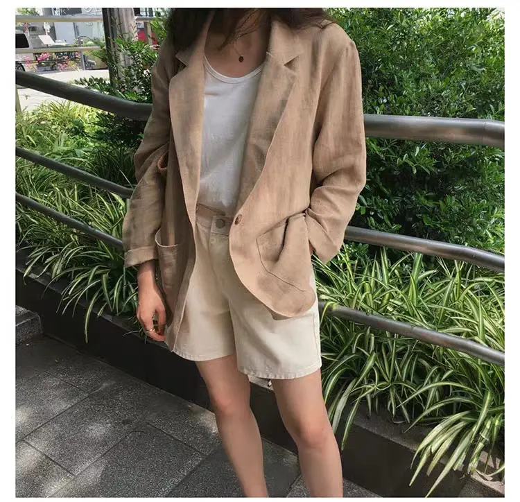 2024 Cotton Linen Blazer for Women Loose Fit British Style — feature 7