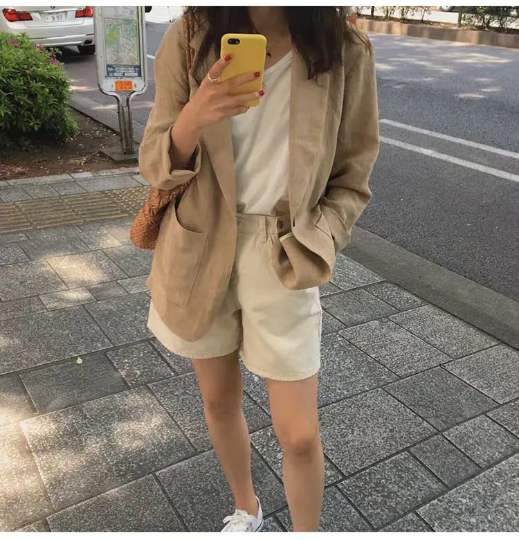 2024 Cotton Linen Blazer for Women Loose Fit British Style — feature 9