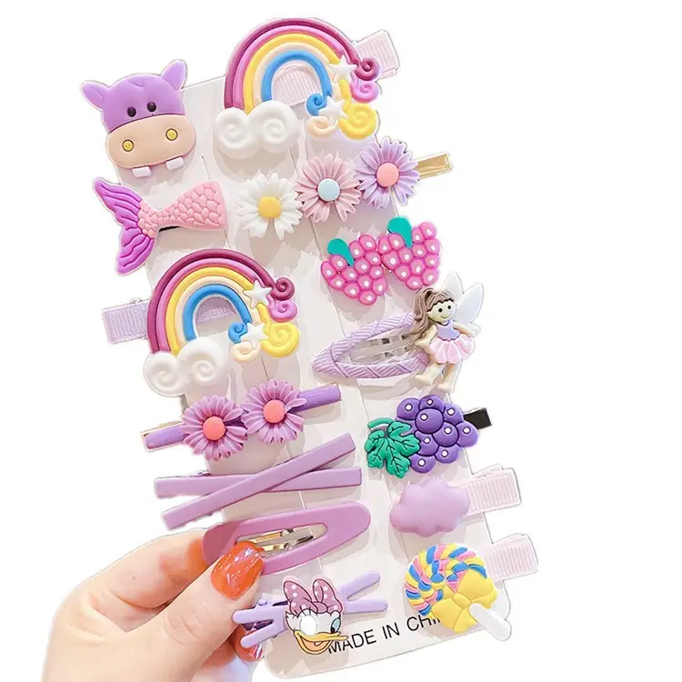 14-Piece Rainbow Fruit Flower Animal Hairpin Set for Girls - Image 12