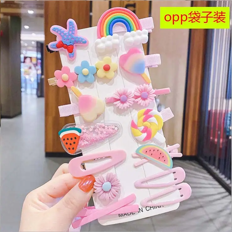 14-Piece Rainbow Fruit Flower Animal Hairpin Set for Girls - Image 2