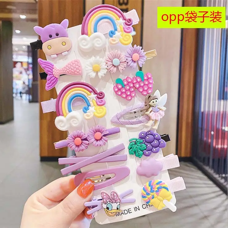 14-Piece Rainbow Fruit Flower Animal Hairpin Set for Girls - Image 4