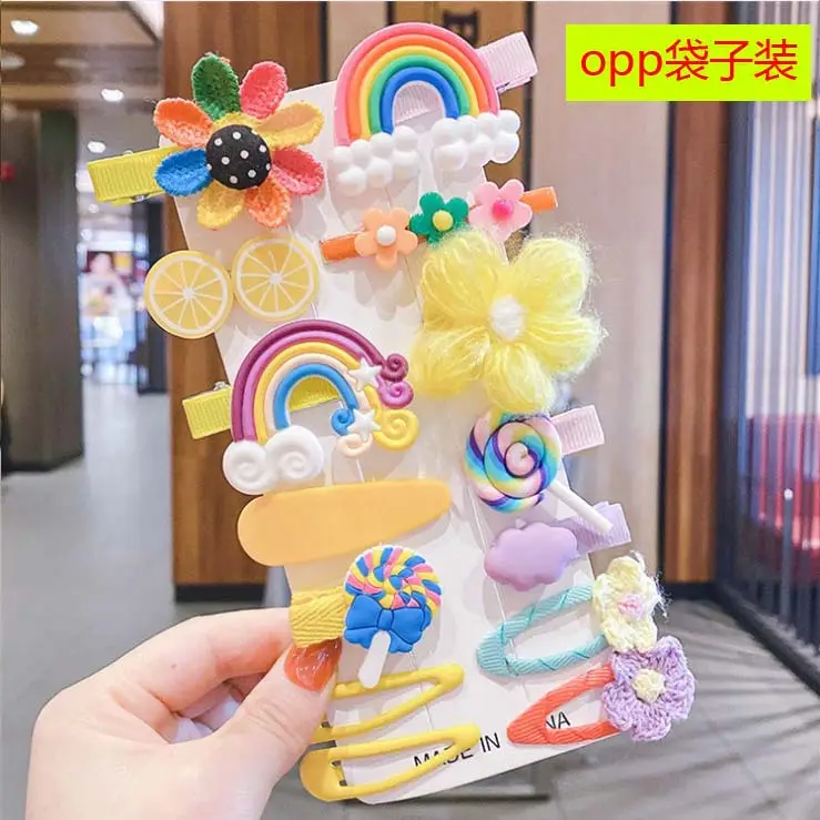 14-Piece Rainbow Fruit Flower Animal Hairpin Set for Girls - Image 6