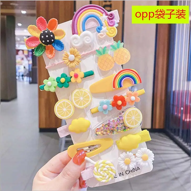 14-Piece Rainbow Fruit Flower Animal Hairpin Set for Girls - Image 7