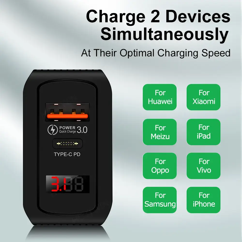 20WPD + QC Fast Charging Charger for Apple Android Mobile