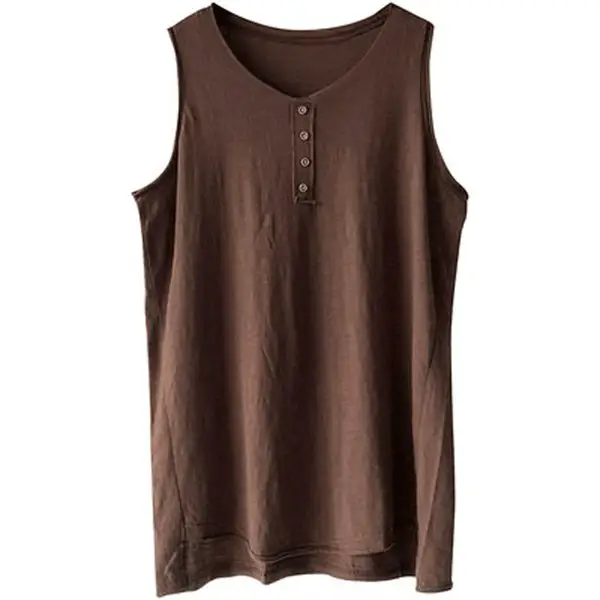 Women's Brown Sleeveless Vest Summer Top Loose Fit