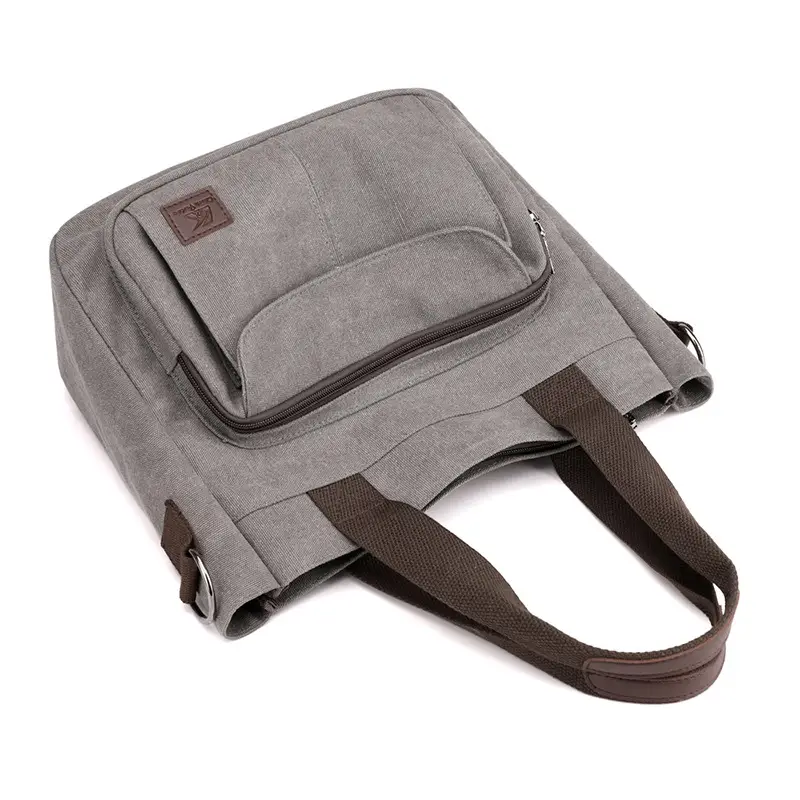 Large Capacity Women's Canvas Shoulder Bag Grey - Image 10