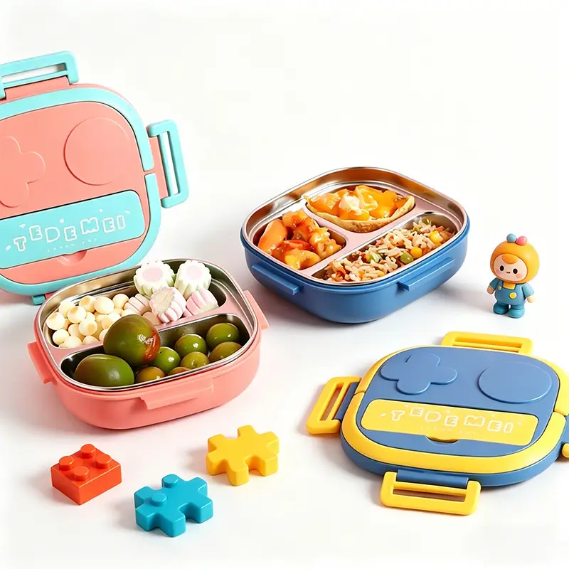 Children's Food Storage Box, Small Supplementary Food Container, School Cafeteria Lunch Box, Portable Stainless Steel Lunch Box, Sealed and Insulated, Cartoon Design - Image 2