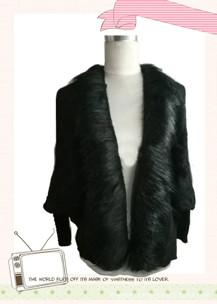 Women Knitted Cape Sweater Beige Winter Cap - Image 2