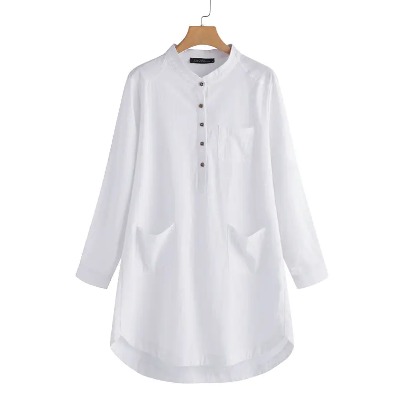 24" Long Sleeve Cotton Linen Kurta for Women Large — feature 14