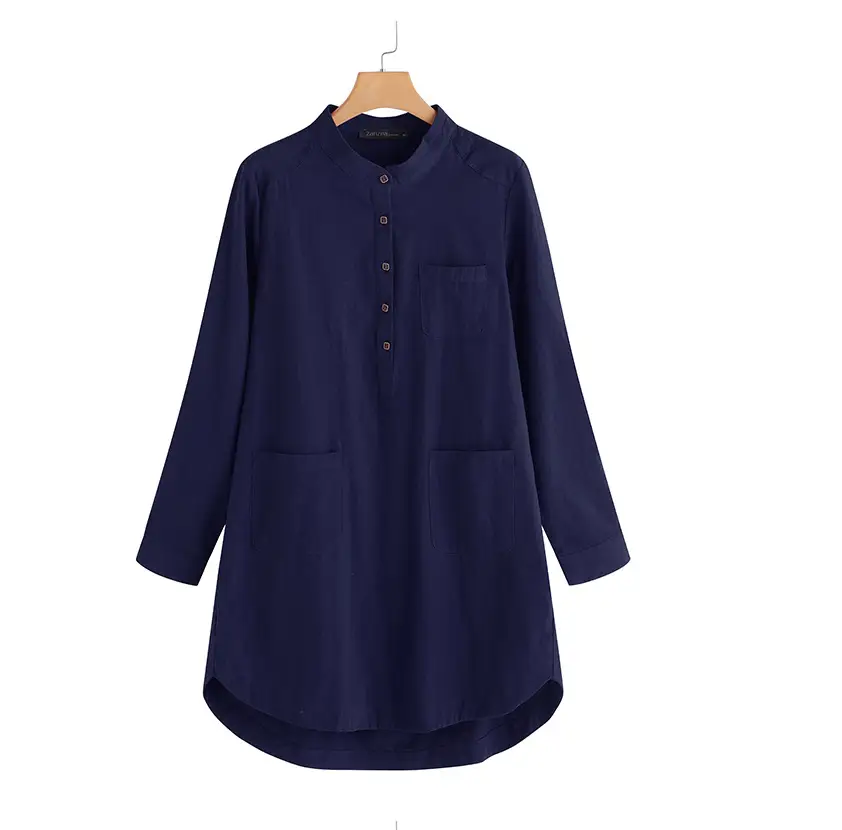 24" Long Sleeve Cotton Linen Kurta for Women Large — feature 16