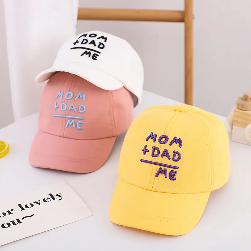 Yellow Mom Dad Me Peaked Cap for Boys Girls - Image 10