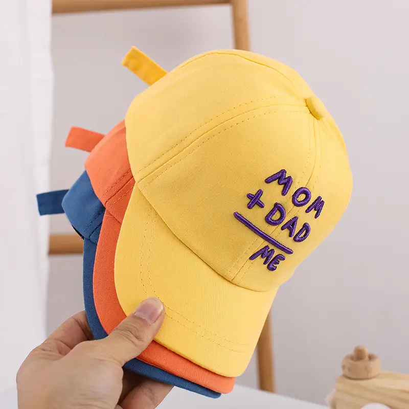 Yellow Mom Dad Me Peaked Cap for Boys Girls - Image 11
