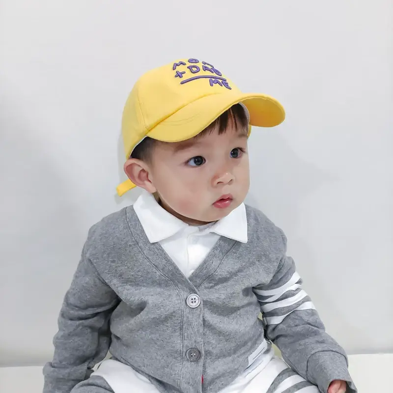 Yellow Mom Dad Me Peaked Cap for Boys Girls — feature 6