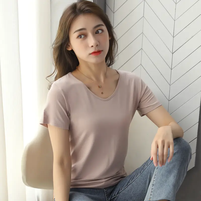 Women Black V Neck T-Shirt Large Summer Wear - Image 4