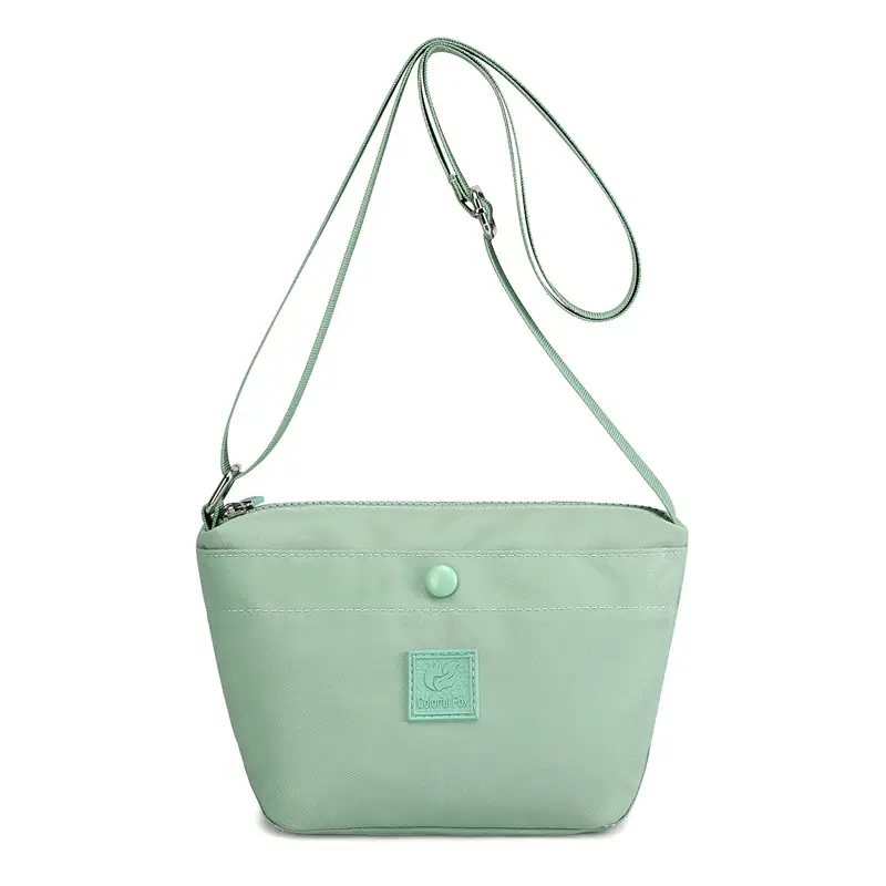 Green Nylon Women's Shoulder Bag with Zipper Compartment - Image 7