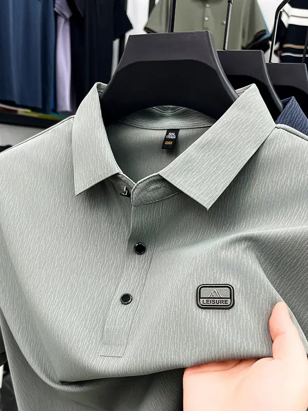 Men's Blue Cotton Polo Shirt Summer Casual Work Style - Image 6