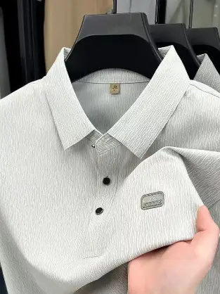Men's Blue Cotton Polo Shirt Summer Casual Work Style - Image 8