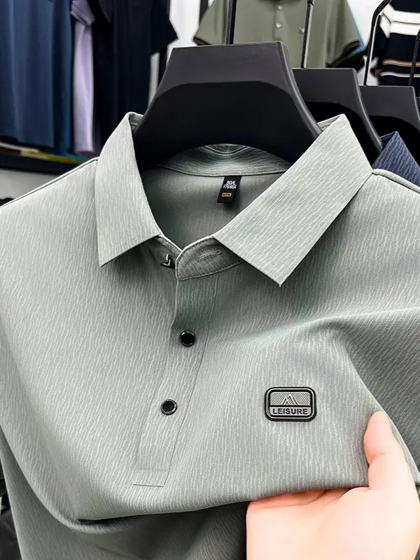 Men's Blue Cotton Polo Shirt Summer Casual Work Style - Image 9